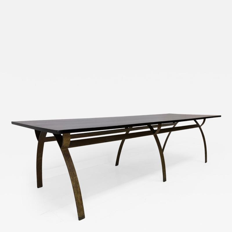 Andre Renou Jean Pierre Genisset Renou et G nisset Custom Gilt Wrought Iron and Redwood Dining Table