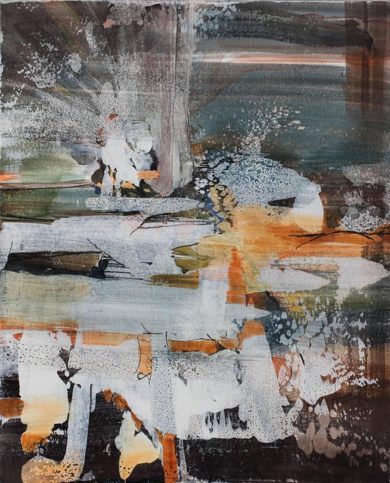 Andrei Petrov Explosive Issue Abstract Small Watercolor Painting 2013