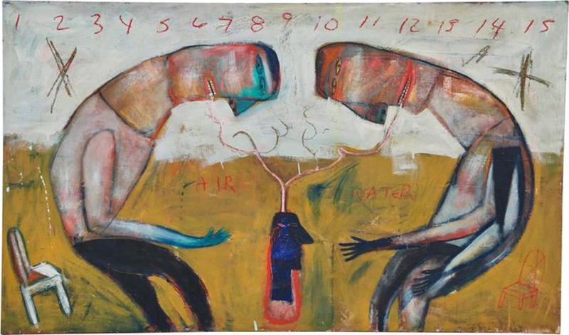 Andrew Shachat Large Oil on Canvas in the Style of Jean Michel Basquiat