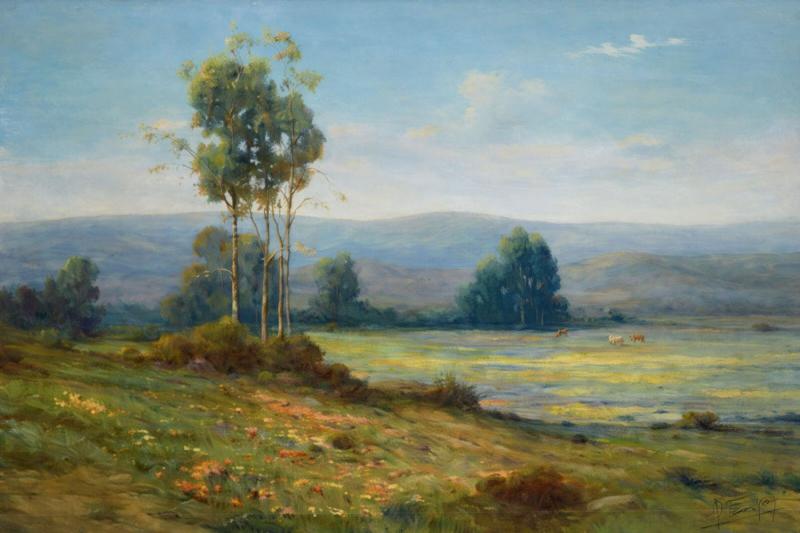 Angel Espoy Cows Grazing in a Wildflower Landscaoe