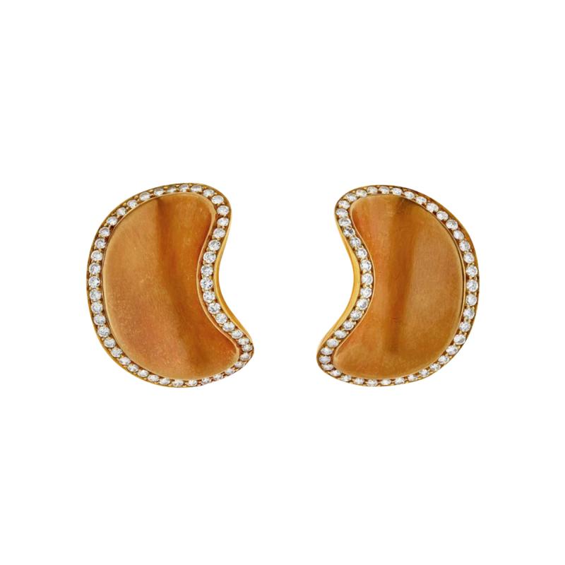 Angela Cummings ANGELA CUMMINGS 18K YELLOW GOLD 1987 CONCAVE LIMA BEAN SHAPED DIAMOND EARRINGS