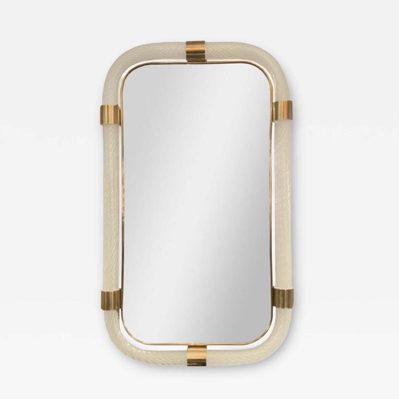 Angelo Barovier Barovier Inspired Twisted Murano Glass Brass Mirror