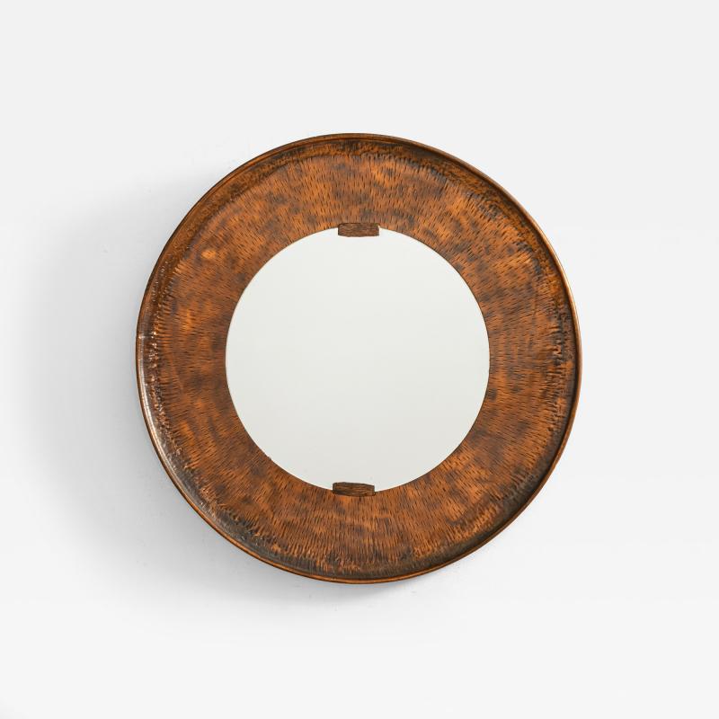 Angelo Bragalini Round Mirror In Copper