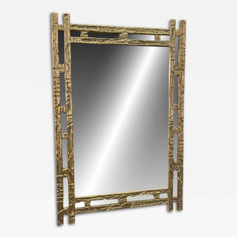 Angelo Brotto Angelo Brotto Sculptural Brass Mirror Italy 1970s