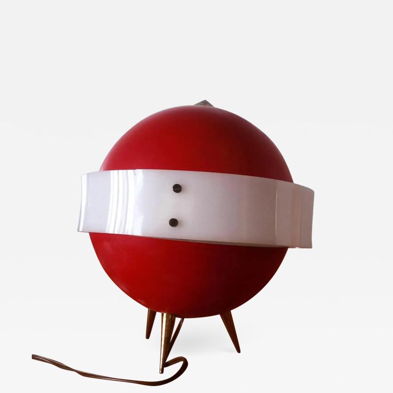 Angelo Brotto Italian Mid Century Red Table Lamp Lumino by Angelo Brotto for Esperia 1950s