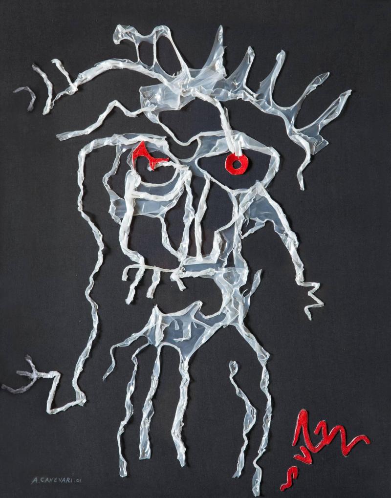 Angelo Canevari Ezra Pound Surrealist Drawing Made With Transparent Melted Polyethylene 2001
