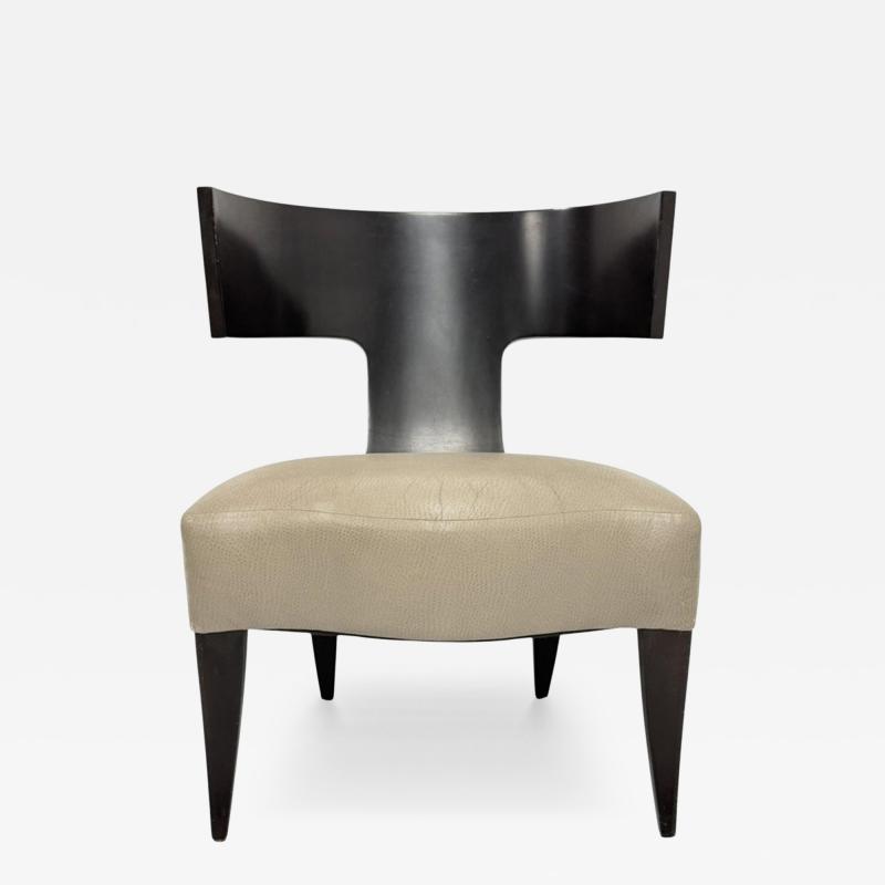 Angelo Donghia Donghia Klismos Slipper Chair in Mahogany Finished Maple and Leather