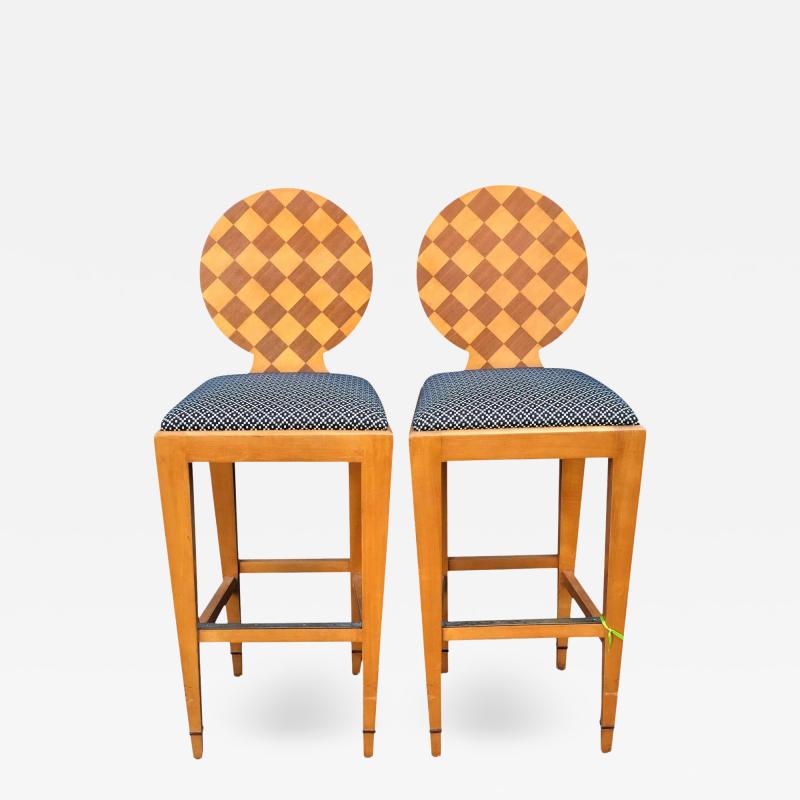 Angelo Donghia Donghia Pair of Paris Hall Modern Designer Bar Stools by Angelo Donghia