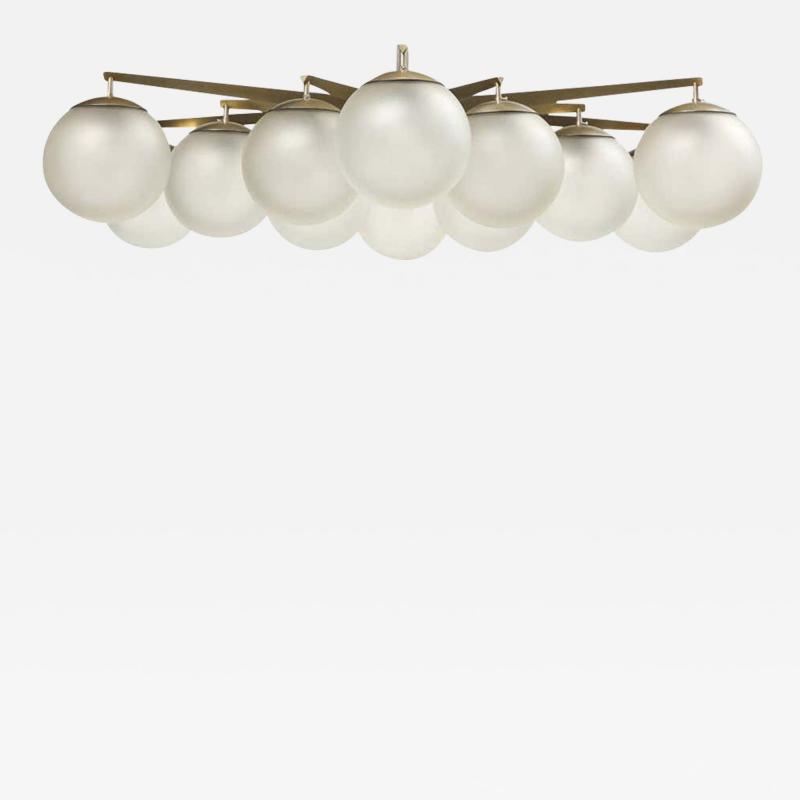 Angelo Lelli Lelii Angelo Lelii Stella Chandelier Arredoluce Nickel Plated Brass Glass Signed
