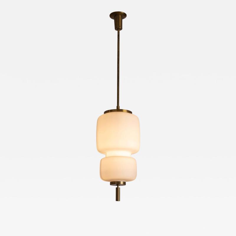 Angelo Lelli Lelii Angelo Lelii certified brass and glass pendant light by Arredoluce Italy 1950s