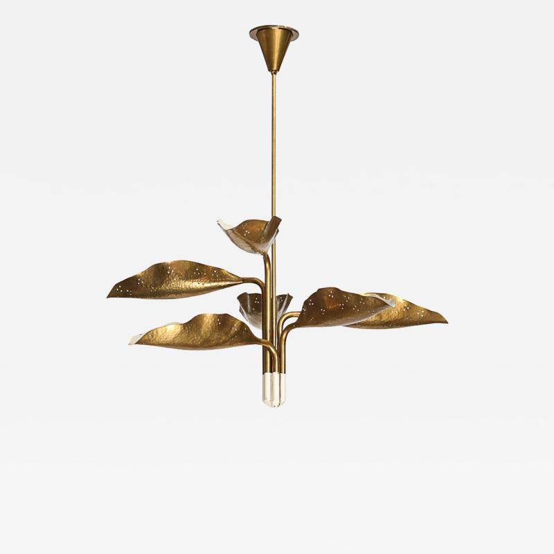 Angelo Lelli Lelii Hammered Brass Chandelier by Angelo Lelii for Arredoluce