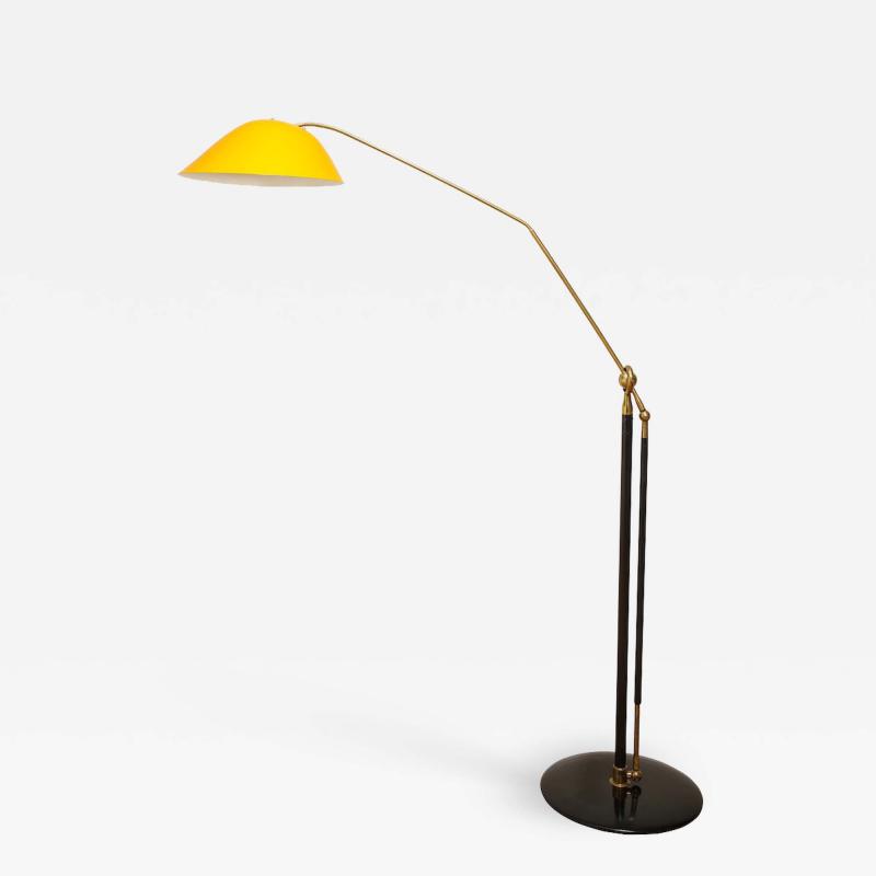 Angelo Lelli Lelii RARE STANDING LAMP WITH GOLDEN TOLE SHADE BY ANGELO LELII FOR ARREDOLUCE