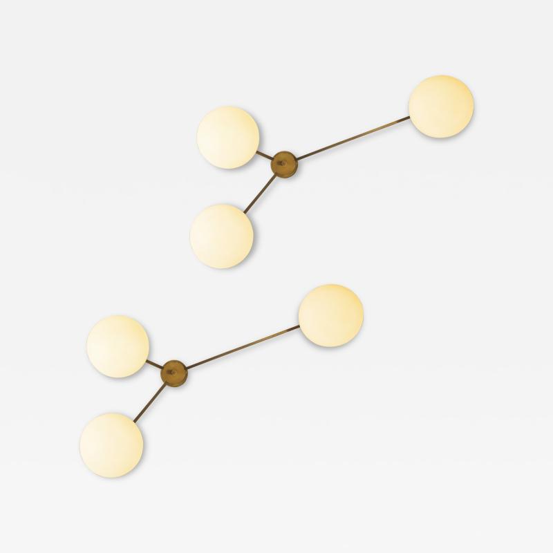 Angelo Lelli Lelii Rare Pair of Tre Lune Ceiling or Walll Lights by Angelo Lelii