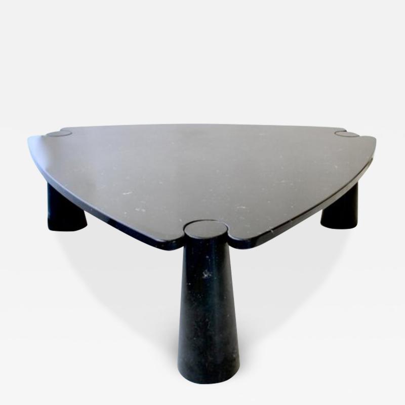 Angelo Mangiarotti ANGELO MANGIAROTTI BLACK MARQUINA MARBLE EROS TRIANGULAR COFFEE TABLE