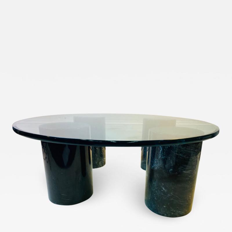 Angelo Mangiarotti BLACK MARBLE CYLINDER COFFEE TABLE IN TRHE MANNER OF ANGELO MANGIAROTTI