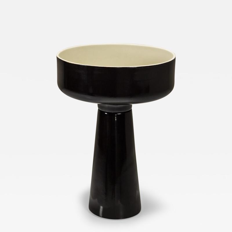 Angelo Mangiarotti Black Glazed Ceramic Planter By Angelo Mangiarotti Italy 1970s