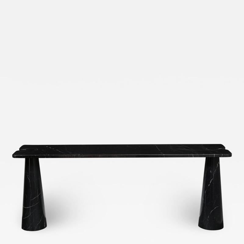 Angelo Mangiarotti Black Marquina Marble Console with Skipper Label by Angelo Mangiarotti