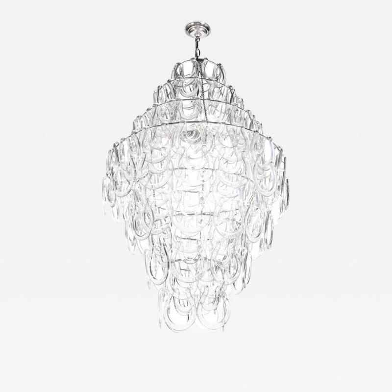 Angelo Mangiarotti Handblown Murano Glass Giogali Link Chandelier by Mangiarotti for Vistosi