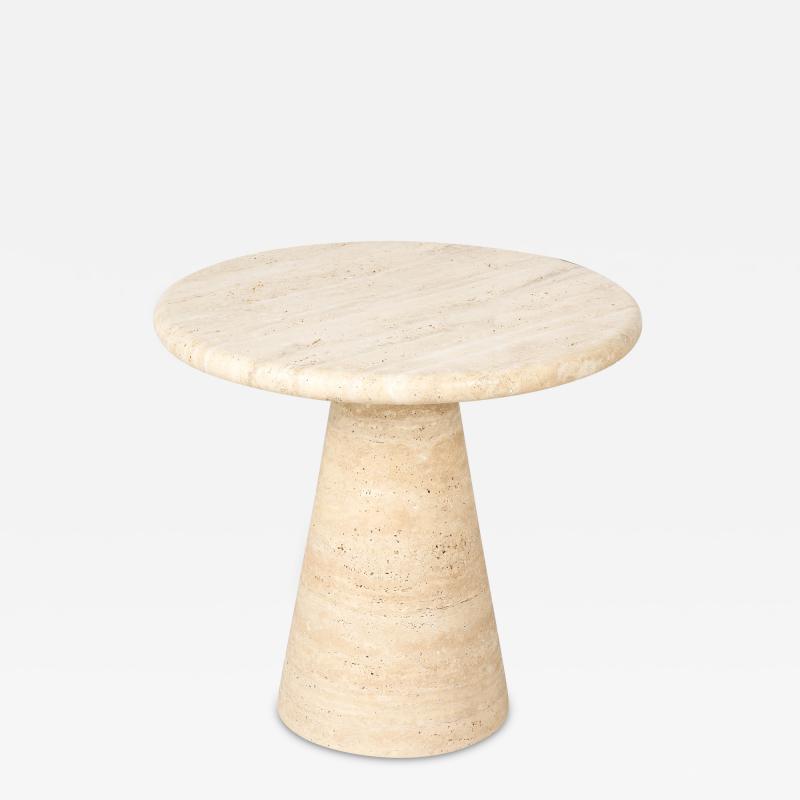 Angelo Mangiarotti Italian 1970s Circular Travertine Side Table