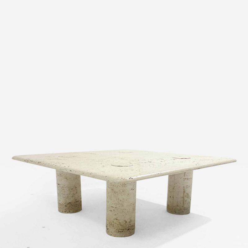 Angelo Mangiarotti Mid Century Modern Travertine Coffee Table by Angelo Mangiarotti