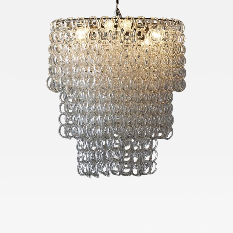 Angelo Mangiarotti Oval Glass Chandelier by Angelo Mangiarotti for Vistosi