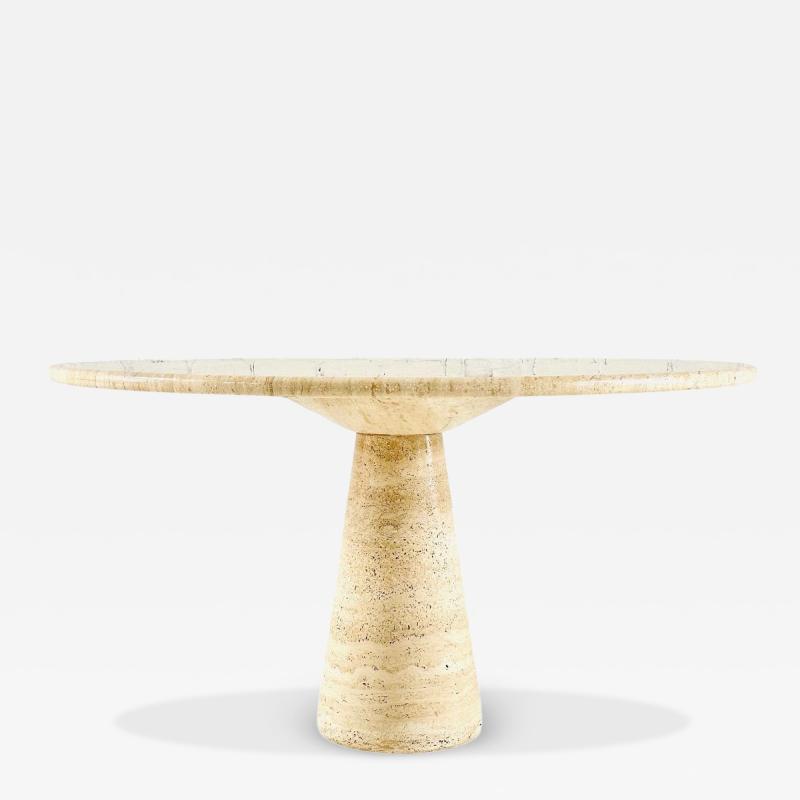 Angelo Mangiarotti Travertine Pedestal Dining Table Italy 1970