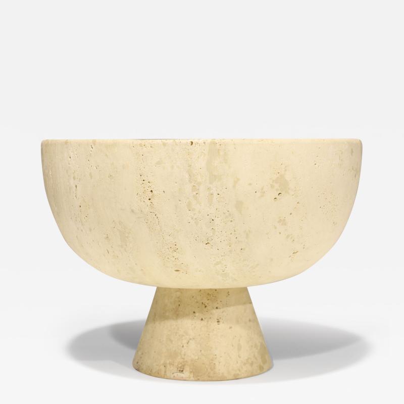 Angelo Mangiarotti Very Large Travertine Footed Bowl 1970s