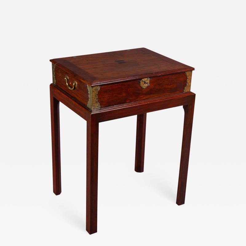 Anglo Chinese Padouk And Brass Mounted Scholars Writing Box