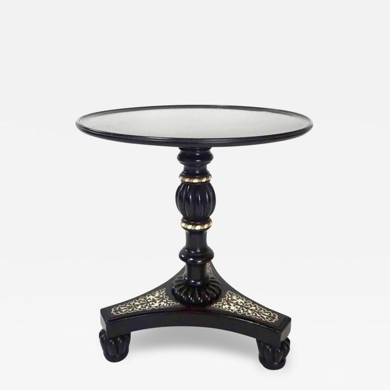 Anglo Indian Bone Inlaid Ebony Petite Occasional Table or Stand