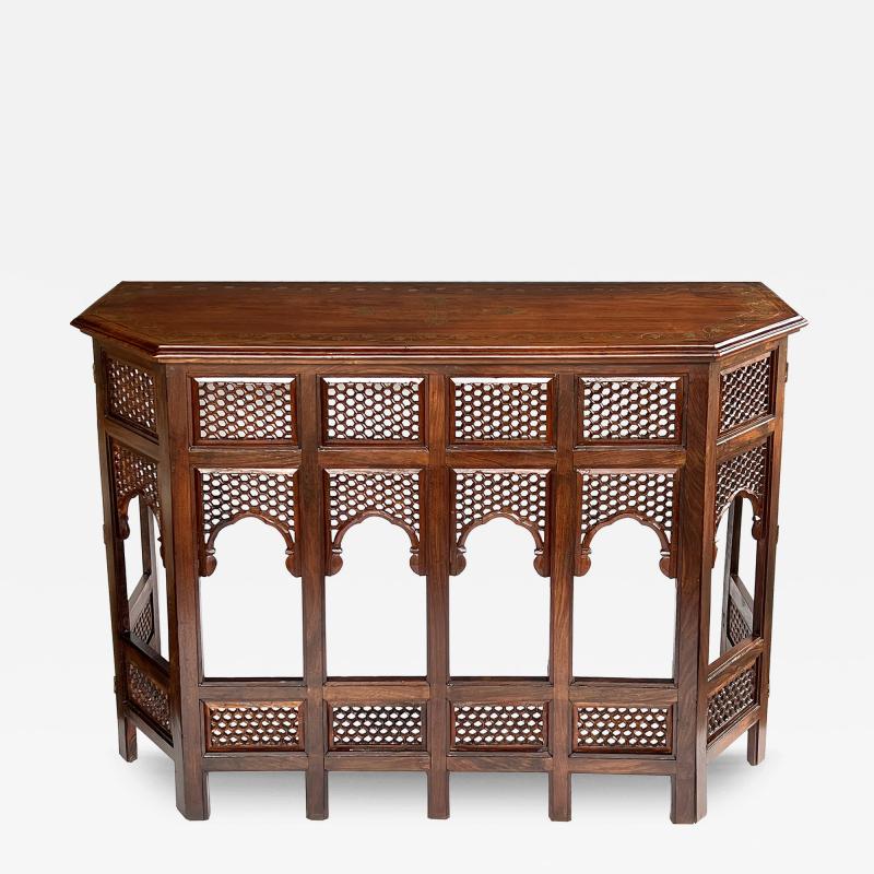 Anglo Indian Brass Inlaid Traveling Console Table