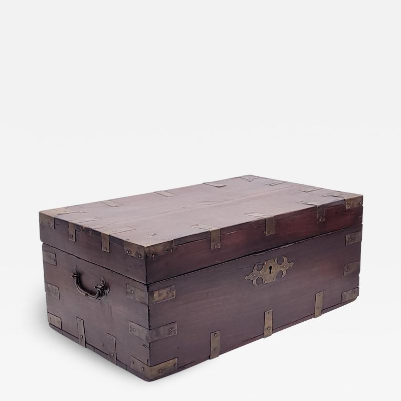 Anglo Indian Campaign Box with Brass Strapping circa 1870