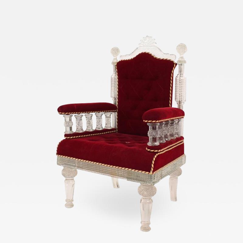 Anglo Indian Crystal Red Velvet Chair