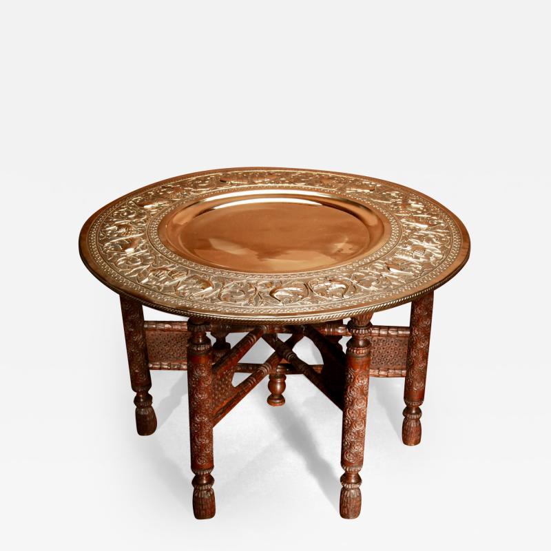Anglo Indian Middle Eastern Possible Mughal Empire Folding Coffee Table