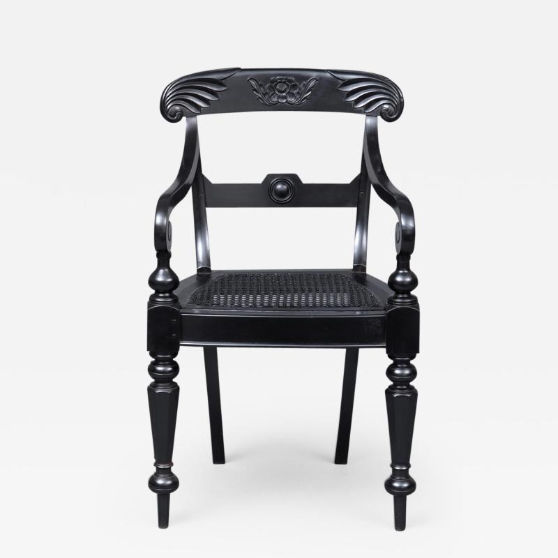 Anglo Indian Robustly Carved Ebony Armchair Circa 1840