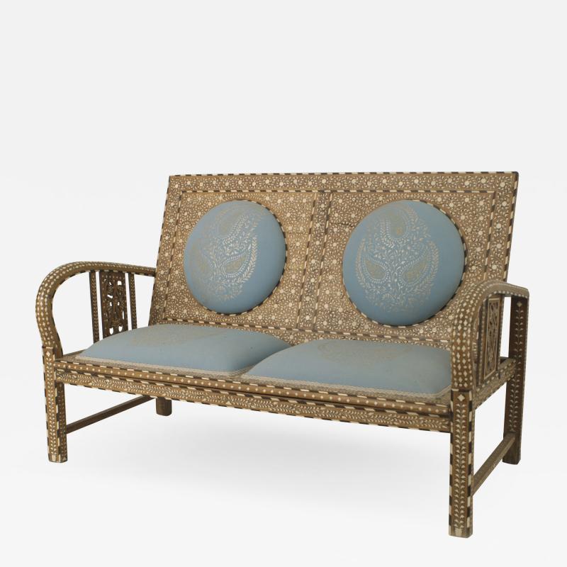 Anglo Indian Teak Upholstered Loveseat