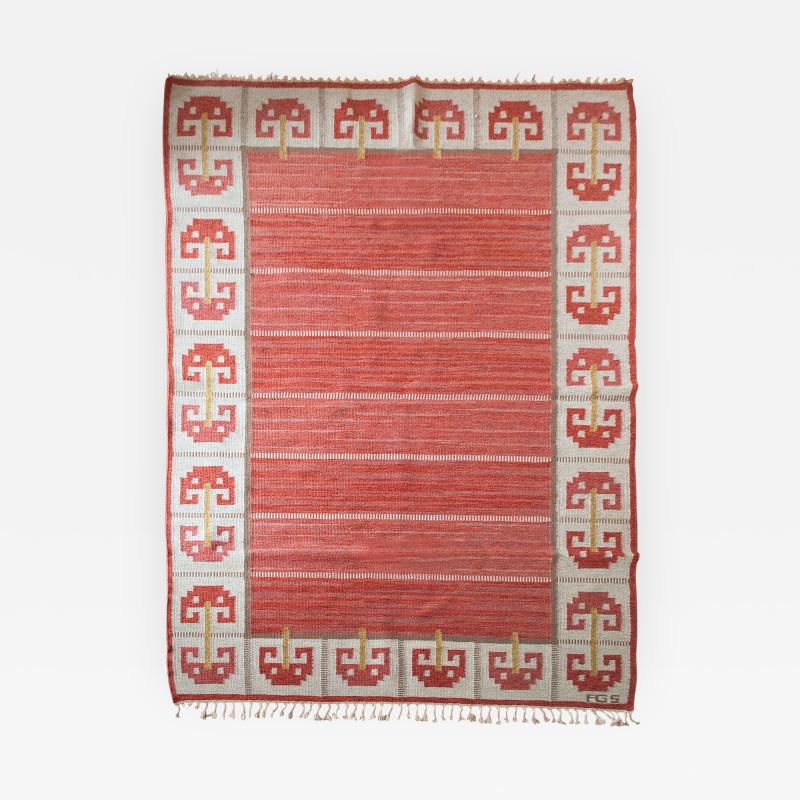 Anna Greta SJOQUIST N SWEDISH WOOL FLAT WEAVE RUG BY ANNA GRETA SJOQUIST N