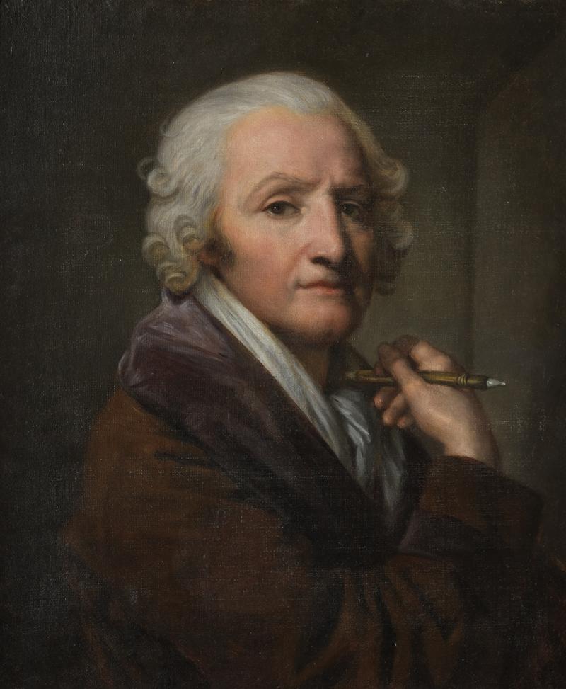 Anna Greuze Portrait of Jean Baptiste Greuze painted on linen by his daughter Anna Greuze