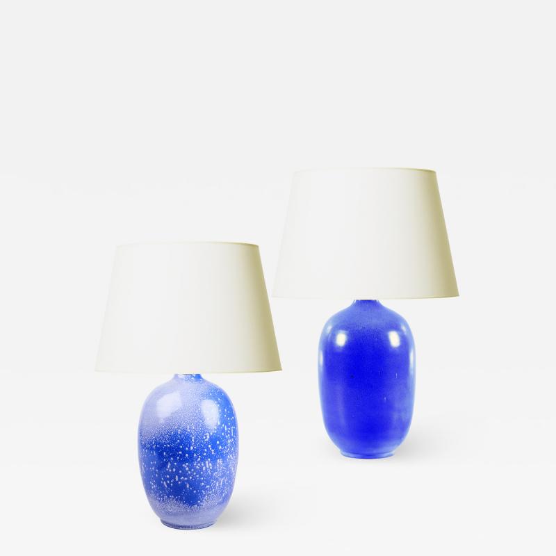 Anna Lisa Thomson Duo of Lamps in French Blues by Anna Lisa Thomson for Ekeby