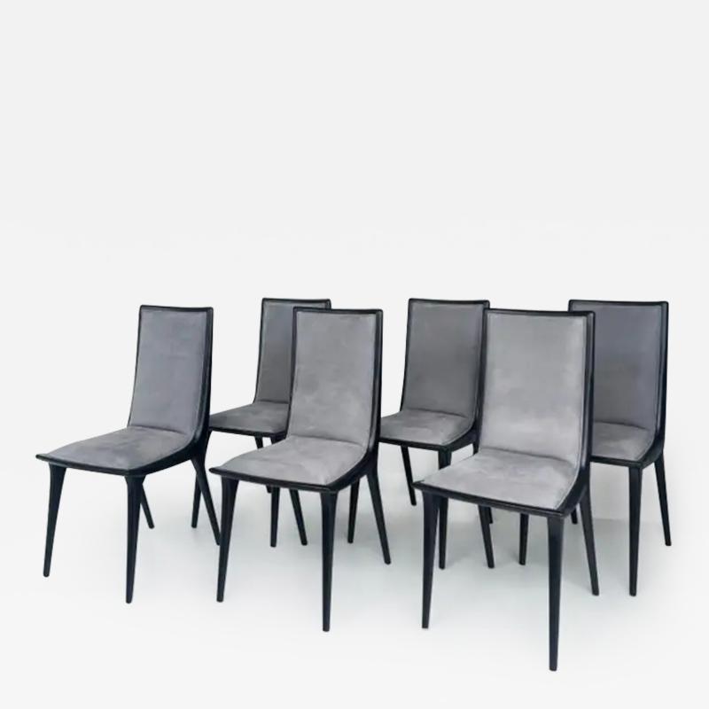 Annibale Colombo Annibale Colombo Lacquered Suede Dining Chairs Set of 6
