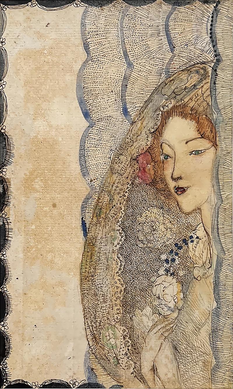Annie French Bride Scottish Female Glasgow School Art Nouveau like Aubrey Beardsley