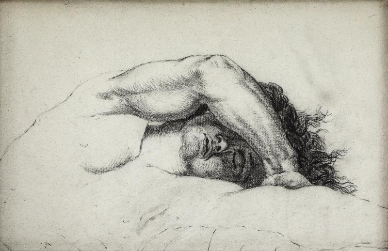 Anonymous Drawing of Stretching Man French c 1930