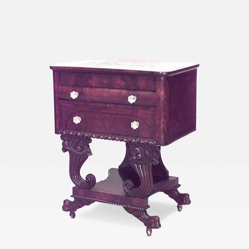 Anthony Quervelle American Empire Mahogany Flip Top Sewing Table