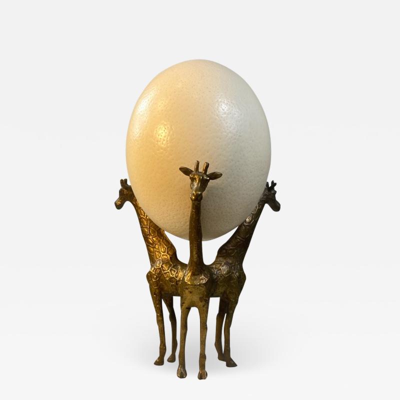 Anthony Redmile BRASS GIRAFFE AND OSTRICH EGG SCULPTURE IN THE MANNER OF ANTHONY REDMILE