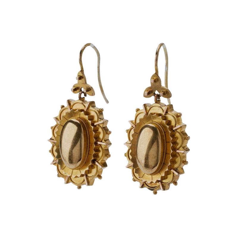 Antique 15K Gold Pendant Earrings