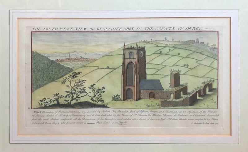 Antique 18 C Hand Colored Engraving French Mat Framed Derby