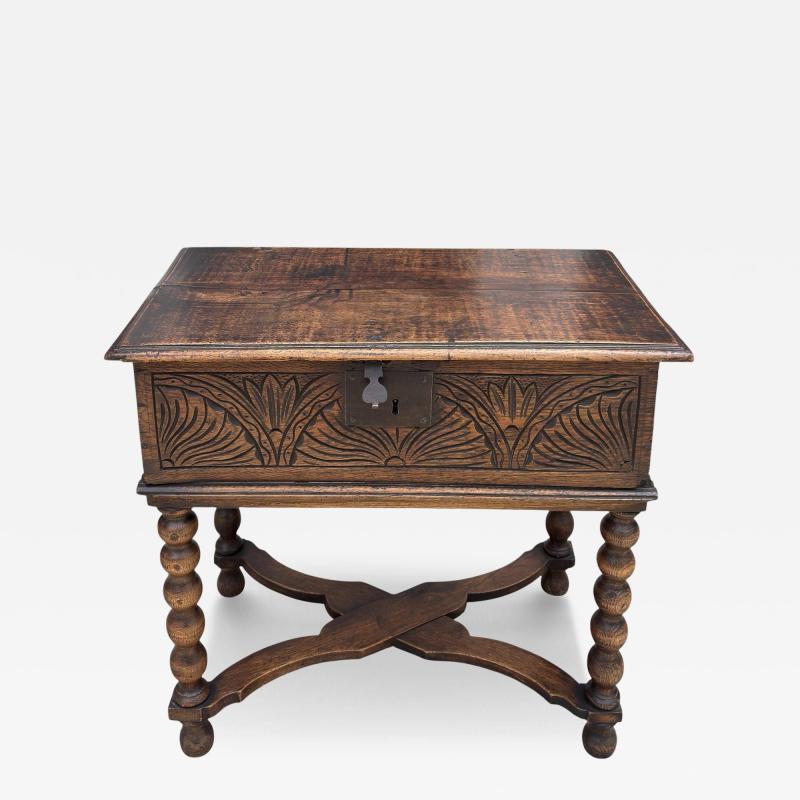 Antique 18th C Carved Walnut Bible Box Side Table