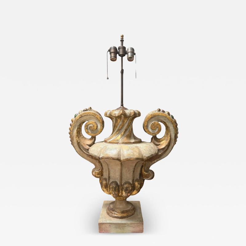 Antique 18th C Giltwood Urn Now a Table Lamp