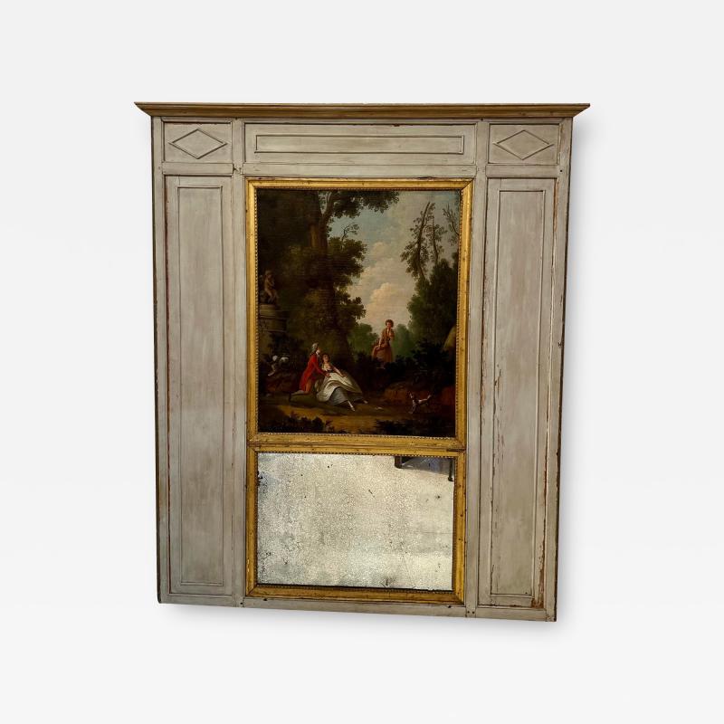 Antique 18th C Gustavian Oil Painting Tremeau Mirror