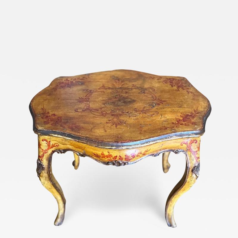 Antique 18th C Italian Paint Decorated Side or Petite Cocktail Table