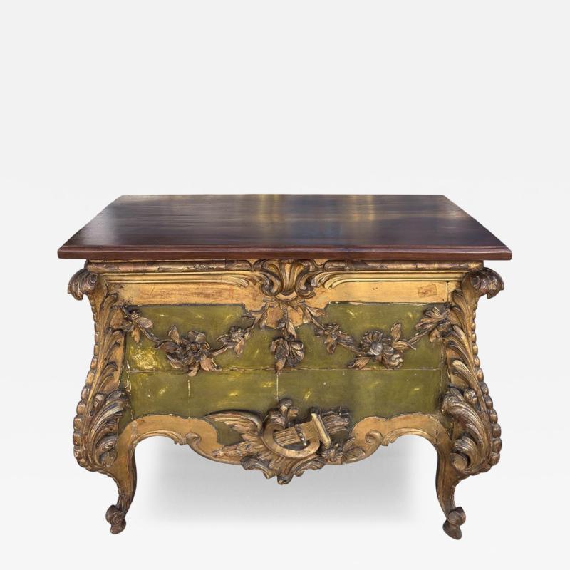 Antique 18th C Louis Vx Giltwood Walnut Chest Side Table